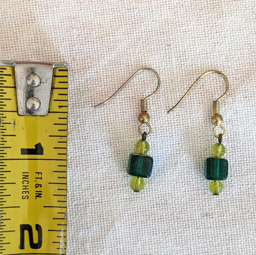 Vintage Green Ice Cube Earrings - Picture 3 of 4